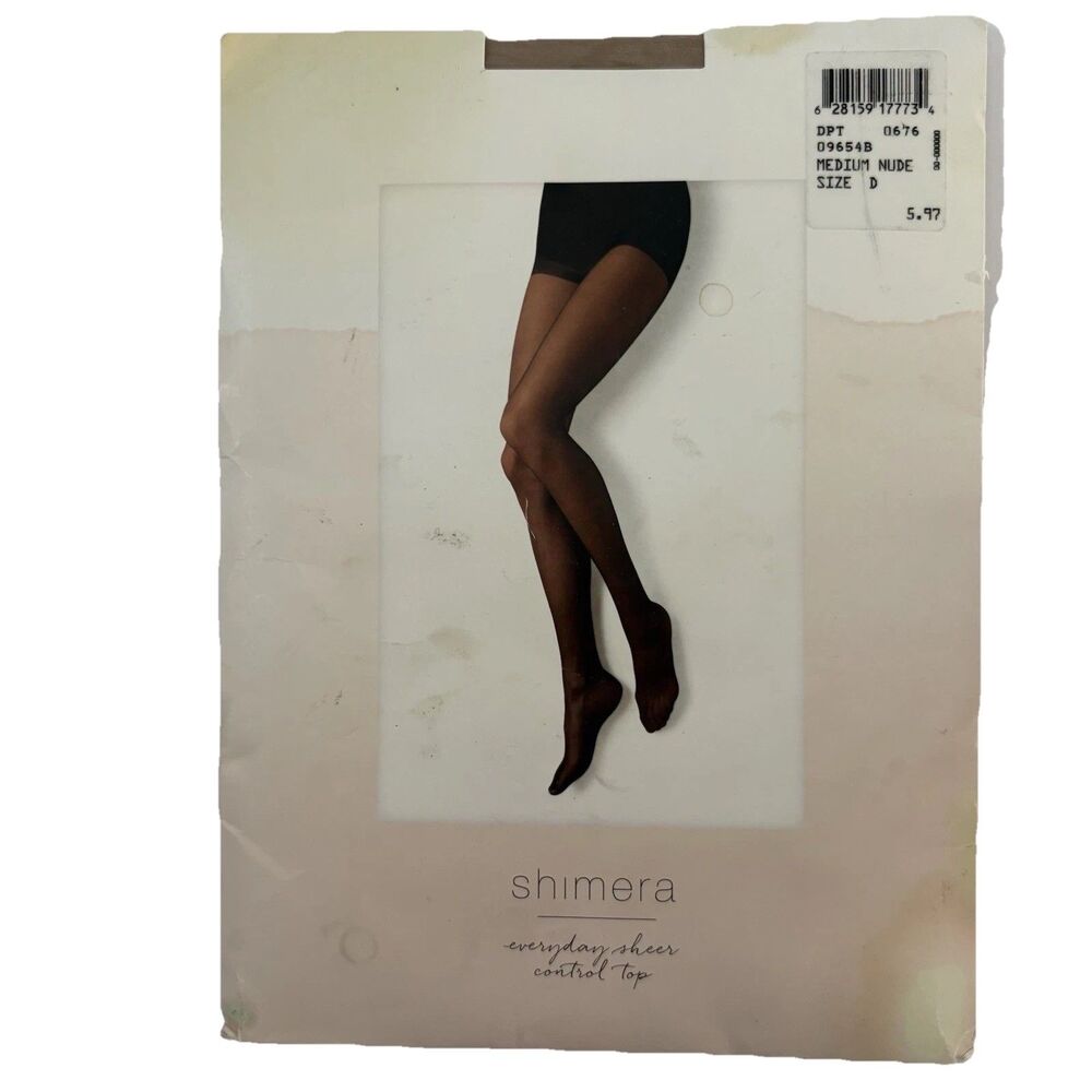 Shimera Size D Everyday Sheer Med Control Top Nylon Blend NUDE Panty Hose Womens